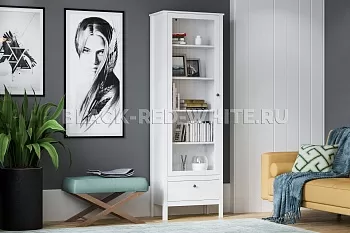 Шкаф-витрина Ева (Хельга) REG1W1S/65 с подсветкой белый фото 3